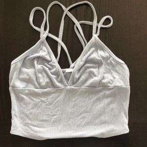 light blue crop top